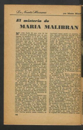 El misterio de María Malibrán : La novela humana