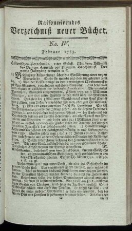 No. IV. Februar 1783.