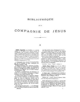 Biblithèque de la Compagnie de Jésus A - B
