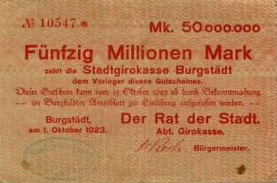Gutschein - 50 Mill. Mark