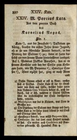 XXIV. M. Porcius Kato. Aus dem zweyten Buch bis Kornelius Nepos