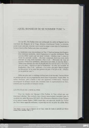 «Quel Bonheur De Se Nommer Turc!»