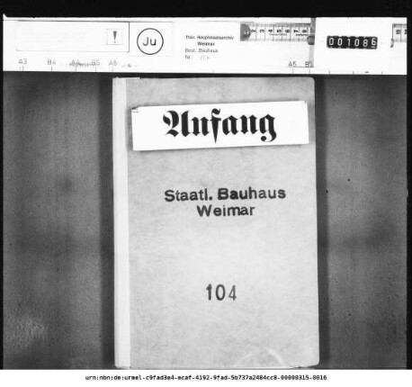 "Stiftungskonto Gropius" bei der Bank für Thüringen in Weimar