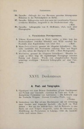 XXVI. Denkmünzen
