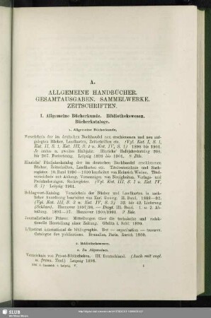 A. Allgemeine Handbücher. Gesamtausgaben. Sammelwerke. Zeitschriften