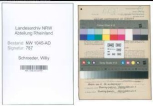 Entnazifizierung Willy Schroeder , geb. 09.08.1918 (Angestellter)