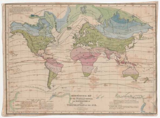 Meteorological Map of the world showing the distribution of temperature of the air.