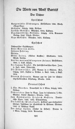 Die Werke von Adolf Bartels