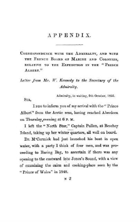 Correspondence with the Admiralty and the French Minister of Marine and Colonies