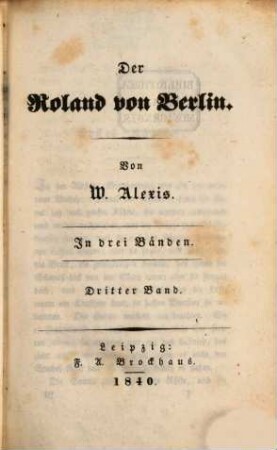 Der Roland von Berlin : In drei Bänden. 3