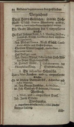 Verzeichniß Derer Herrn Geistlichen/ ...