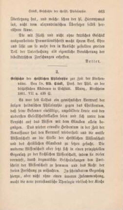 663-667 [Rezension] Stöckl, Albert, Geschichte der christlichen Philosophie zur Zeit der Kirchenväter