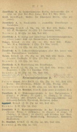 Kriminalinspektion B. Einbruch, Wilderei