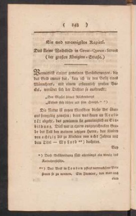 Ein und zwanzigstes Kapitel. - Zwey und zwanzigstes Kapitel.