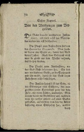 Erstes Kapitel. Von den Werkzeugen zum Vergolden.