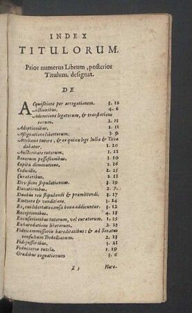 Index titulorum.