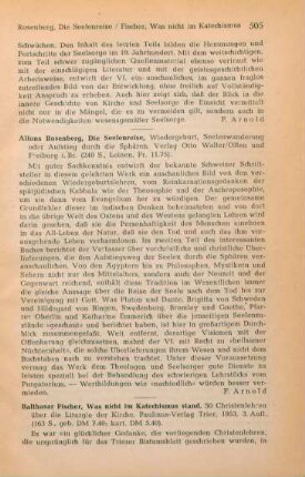 505-506 [Rezension] Fischer, Balthasar, Was nicht im Katechismus stand