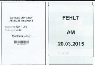 Entnazifizierung Josef Moelders , geb. 02.11.1914 (Pfarrer)