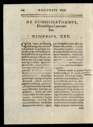 De Commessatoribus, Ebriosisque Lurconibus. Discursus XXV.