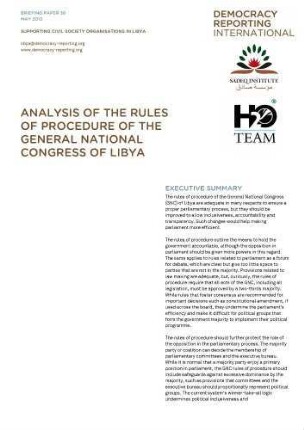 Analysis of the rules of procedure of the general national congress of Libya