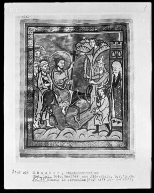 Psalter aus Aldersbach — Einzug in Jerusalem, Folio 7verso