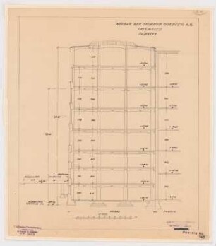 Fabrik Sigmund Goeritz AG, Chemnitz: 1. Bauabschnitt Nov./Dez. 1924, Schnitt 1:100