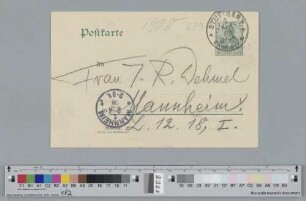 Postkarte an Ida Dehmel