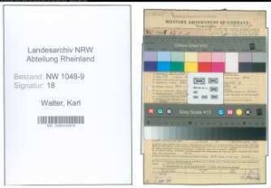 Entnazifizierung Karl Walter , geb. 14.02.1902 (Angestellter)