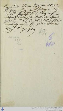 Handschriftliche Notiz Grieshabers.