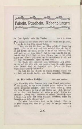 Fabeln, Parabeln, Abhandlungen