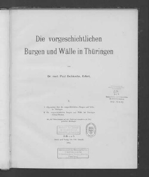 Abth. 1, H. 10: Die vorgeschichtlichen Burgen und Wälle im Thüringer Central-Becken