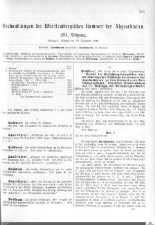251. Sitzung, Stuttgart, 19.12.1898