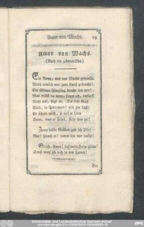 Amor von Wachs. (Nach der zehnten Ode.)