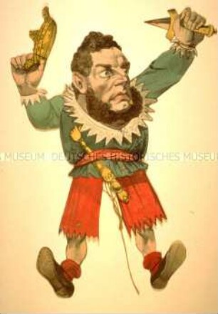 Der Abgeordnete der Frankfurter Nationalversammlung Franz Heinrich Zitz als Hampelmann - Karikatur aus der Mappe "Michels Märzerrungenschaften"