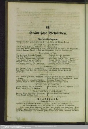 II. Behördenverzeichnis : Städtische Behörden