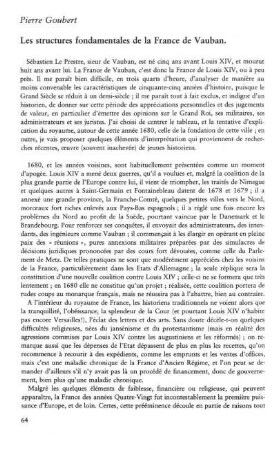 Les structures fondamentales de la France de Vauban