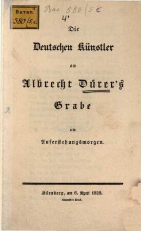 Die Deutschen Künstler an Albrecht Dürer's Grabe am Auferstehungsmorgen