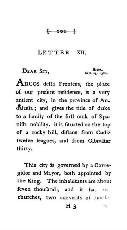 LETTER XII. - Arcos, Sept. 23, 1780.