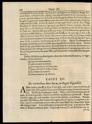 Caput XII. De virtutibus Auri Aurae, in Regno Vegetabili.