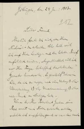 Nr. 19: Brief von Hermann Minkowski an Adolf Hurwitz, Göttingen, 24.6.1902
