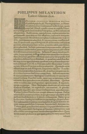 Philippus Melanthon Lectori salutem dicit.