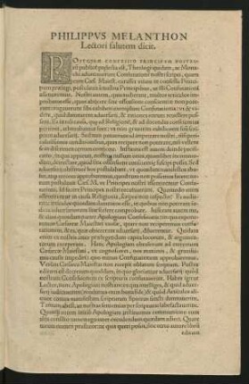 Philippus Melanthon Lectori salutem dicit.