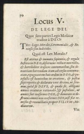 Locus V. De Lege Dei.