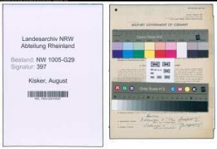 Entnazifizierung August Kisker , geb. 07.07.1897 (Bahnamtmann)