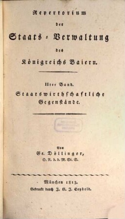 Repertorium der Staats-Verwaltung des Königreichs Baiern, 2. Staatswirthschaftliche Gegenstände