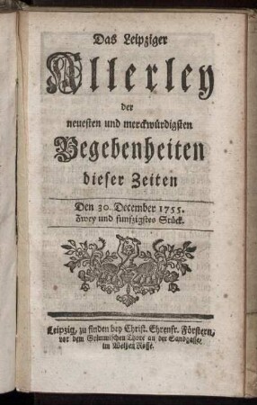 Den 30. December 1755. Zwey und funfzigstes Stück.