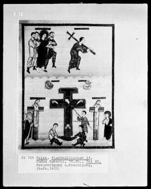 Codex Egberti — Kreuzweg und Kreuzigung, Folio 83verso