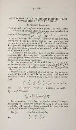 Attraction of an ellipsoid deduced from properties of the potential.