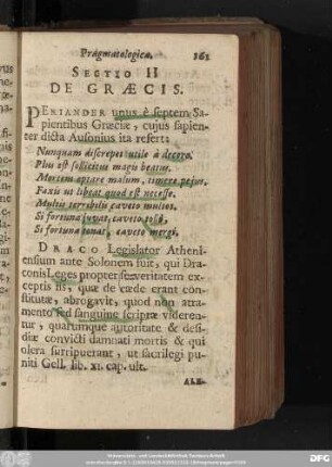 Sectio II. De Graecis.