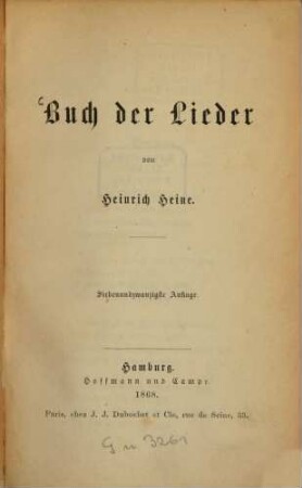 Buch der Lieder von Heinrich Heine